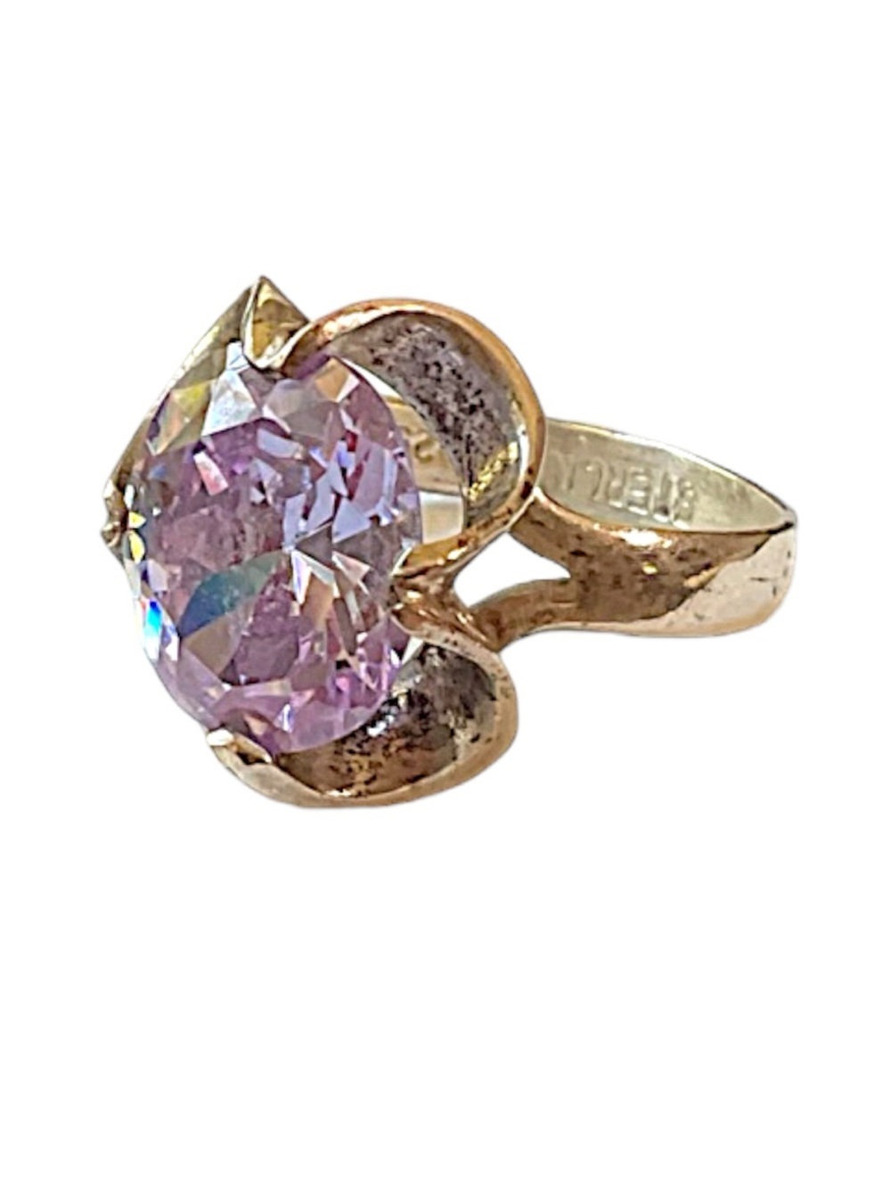 Vintage Sterling Silver Purple Amethyst Gemstone Ring Size 7.75